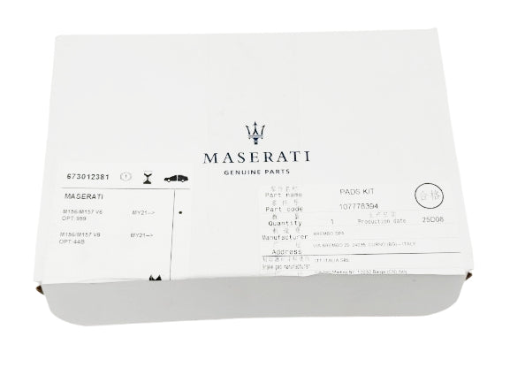 Maserati Originale Set Pastiglie Freno Posteriore 673012381