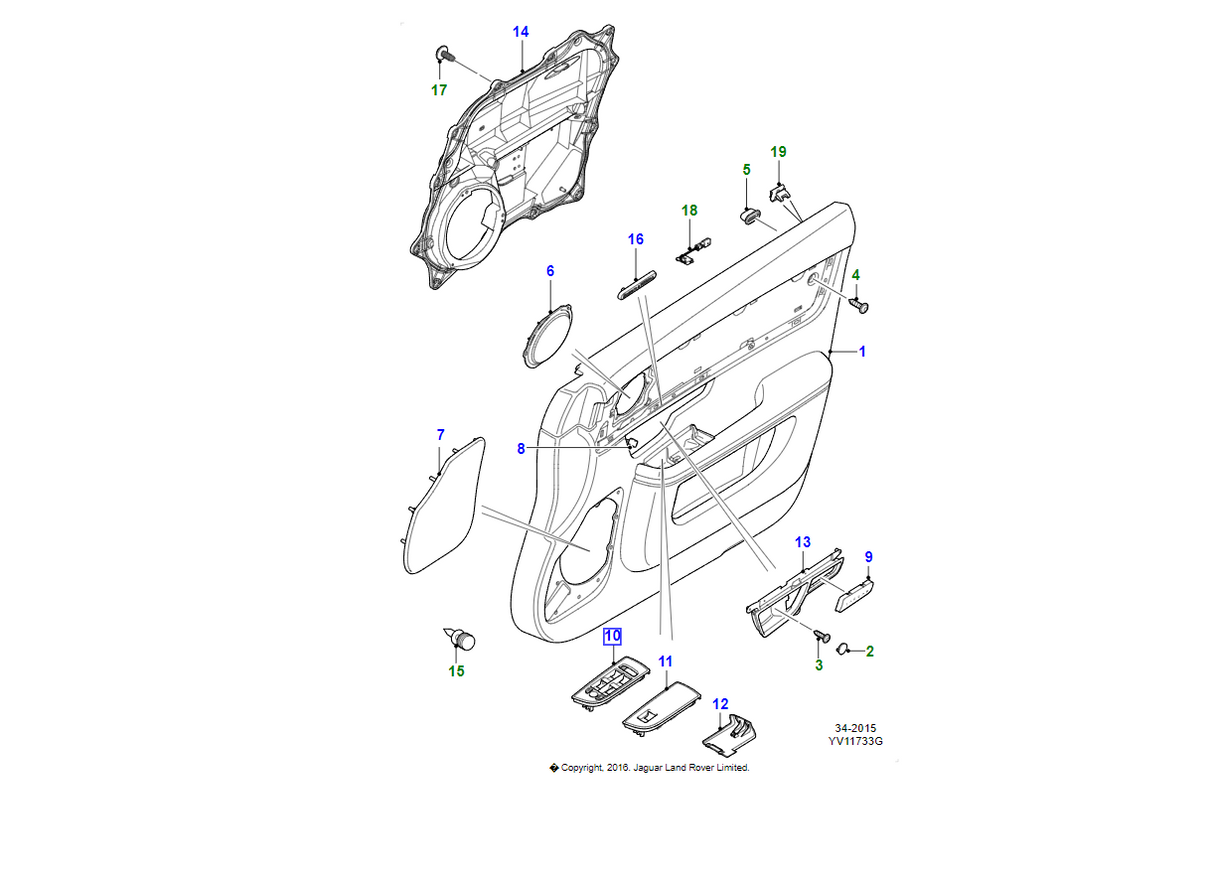 Jaguar Maschera interruttore alzafinestre  C2D3431PMB